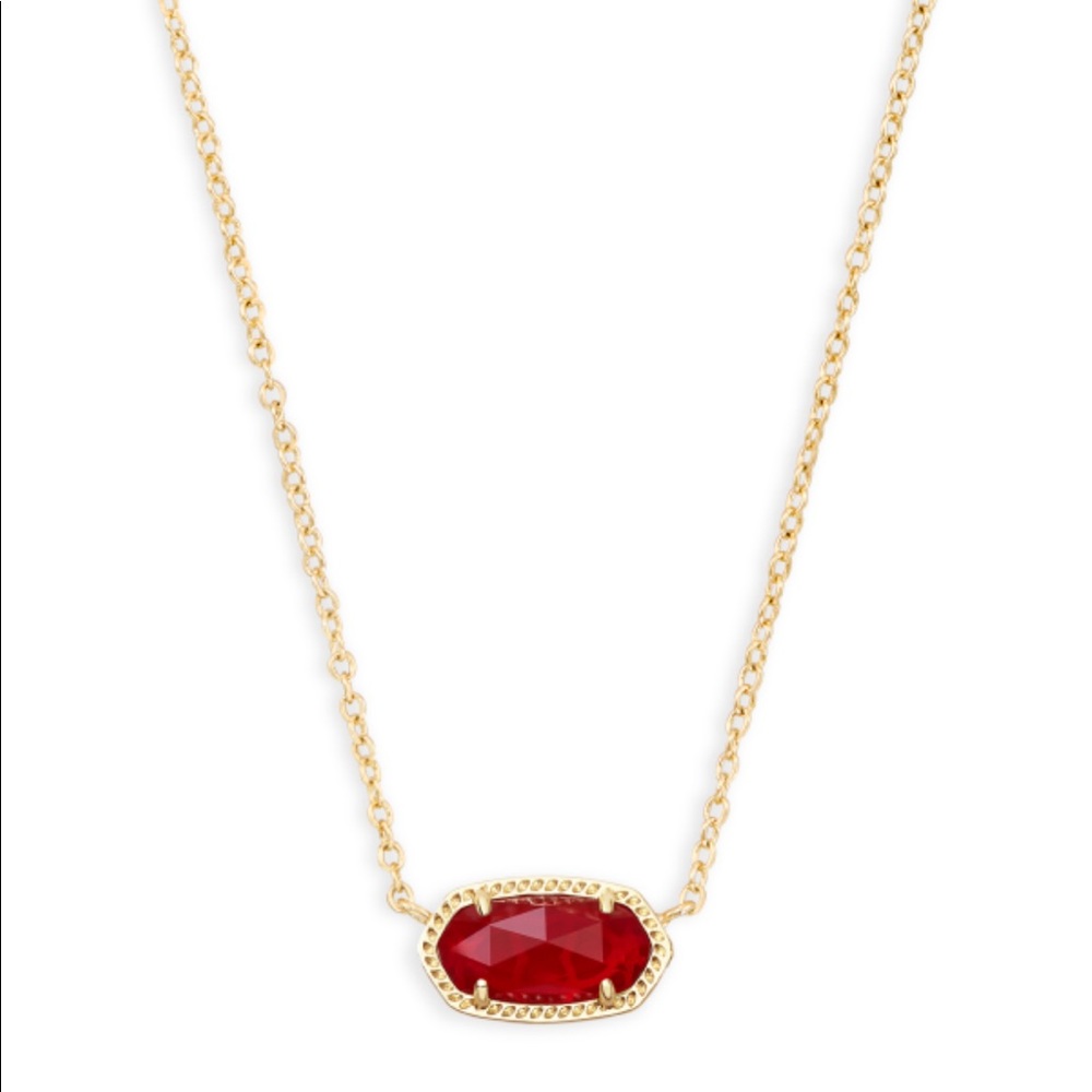 Kendra Scott Elisa Red Pendant Necklace w/ Gold